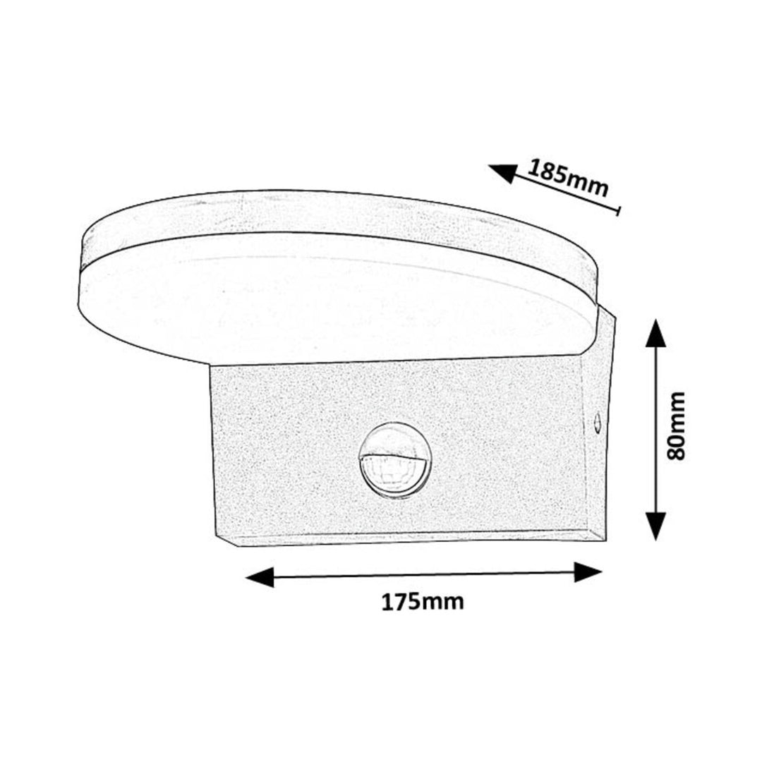 Aplique exterior Rabalux, sensor de movimiento, 9 W, negro, Batida, 2 unidades