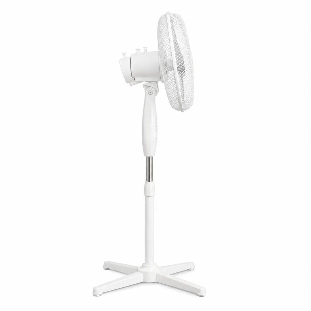 Ventilador de pie Extralink, color blanco, 3 aspas, 3 niveles de velocidad, potencia de 45 W, ajuste del ángulo de inclinación, ESF-40D-WH
