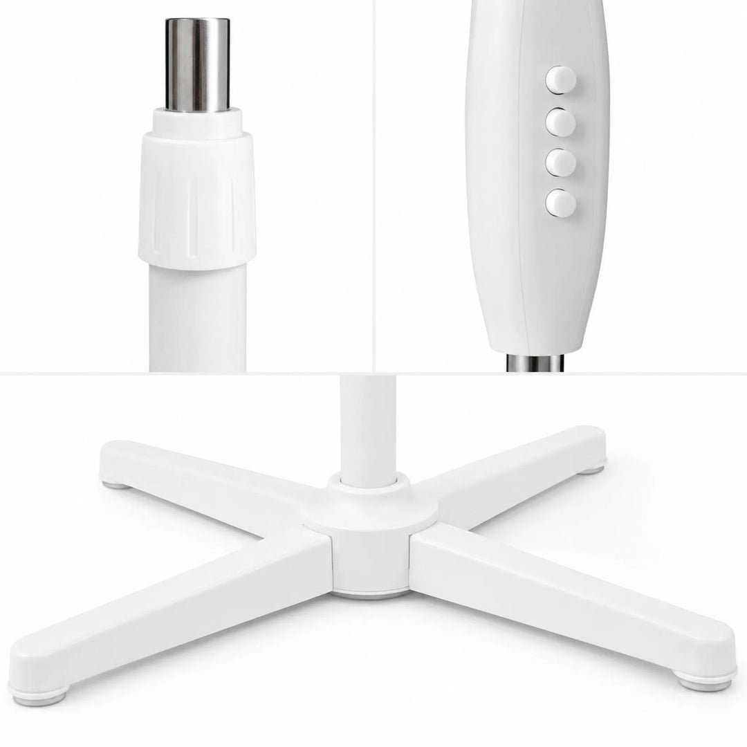 Ventilador de pie Extralink, color blanco, 3 aspas, 3 niveles de velocidad, potencia de 45 W, ajuste del ángulo de inclinación, ESF-40D-WH