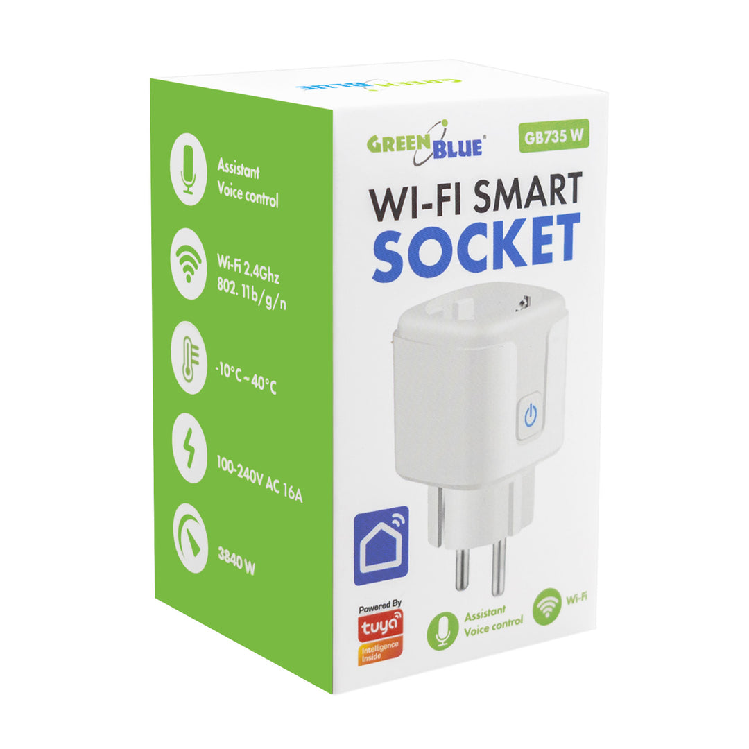Toma de corriente WiFi GreenBlue con control remoto, compatible con Android/iOS/Alexa/Google Home, temporizador, medidor de potencia, máx. 16 A/3840 W, GB735 W, 3 unidades