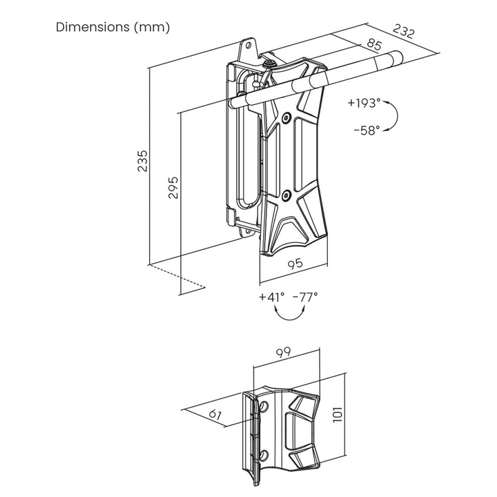Soporte de pared para bicicletas Maclean, carga máxima de 35 kg, ángulo de inclinación ajustable, acero, MC-171, 4 unidades