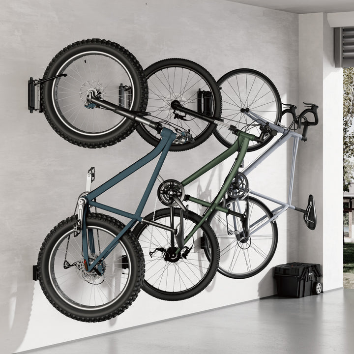 Soporte de pared para bicicletas Maclean, carga máxima de 35 kg, ángulo de inclinación ajustable, acero, MC-171, 4 unidades