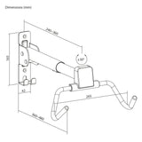 Soporte de bicicleta / colgador de pared Maclean, horizontal, acero, carga máxima de 30 kg, ángulo ajustable, MC-172, 3 unidades