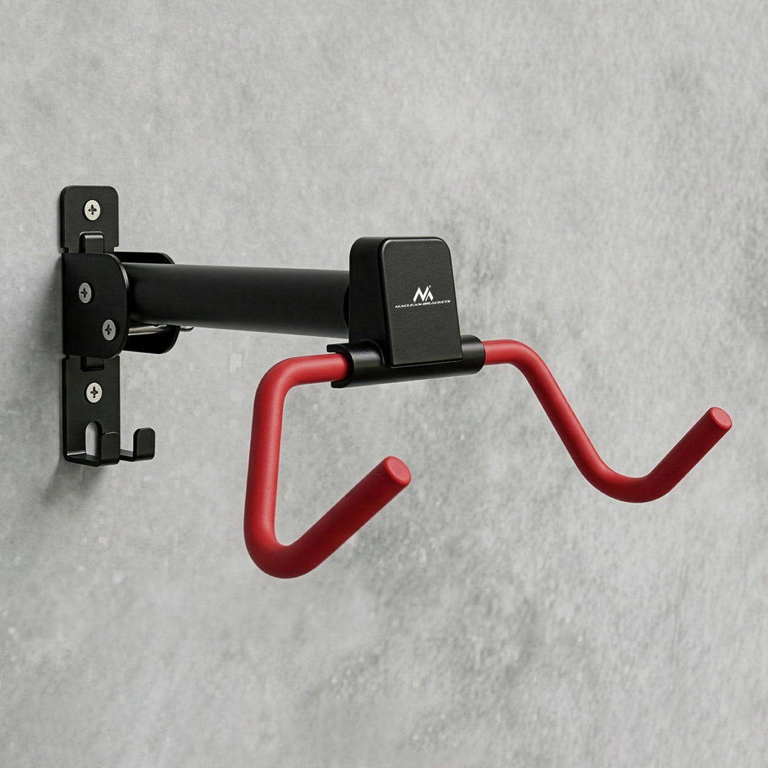 Soporte/colgador de pared para bicicletas Maclean, horizontal, acero, carga máxima de 30 kg, ángulo ajustable, MC-172, 4 unidades