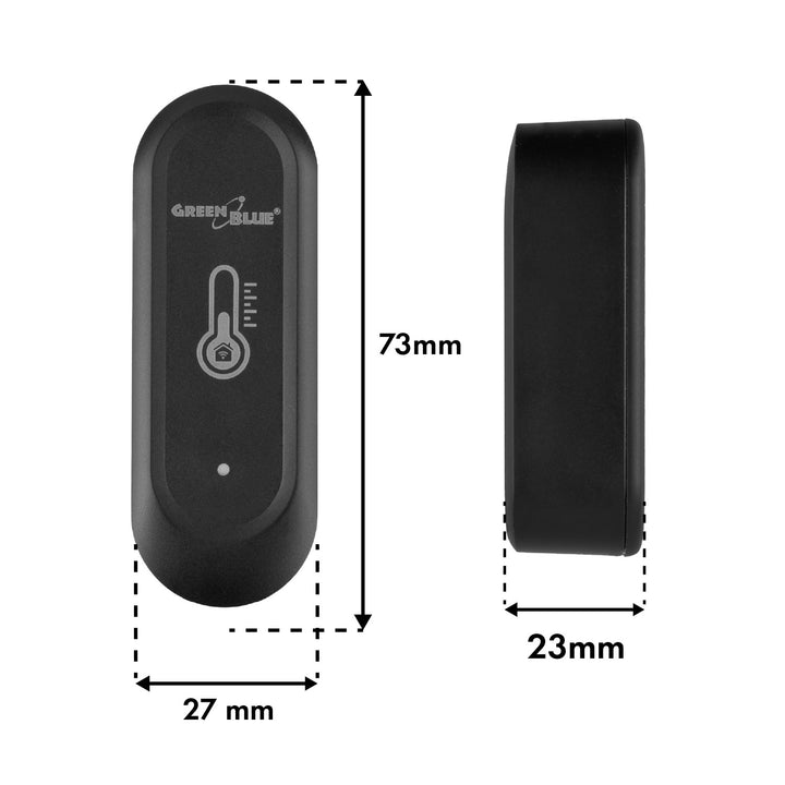 Sensor externo de temperatura y humedad WiFi GreenBlue, Android/iOS, 3,0 V CC, LR03x2, IP65, GB741, 2 unidades + 4 pilas alcalinas AAA Varta Industrial 4003