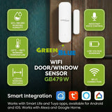 Contactor inalámbrico / sensor de apertura WiFi GreenBlue, Android/iOS, para puertas / ventanas, 3,0 V CC, LR03x2, GB479 W + 2 pilas R-03 LR03 AAA alcalinas Varta Industrial 4003