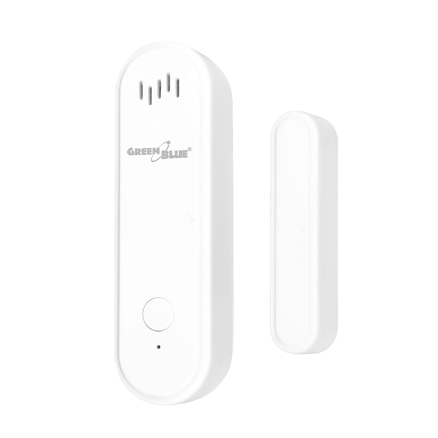 Contactor inalámbrico / sensor de apertura WiFi GreenBlue, Android/iOS, para puertas / ventanas, 3,0 V CC, LR03x2, con alarma, GB478, 2 unidades + 4 pilas alcalinas AAA Varta Industrial 4003