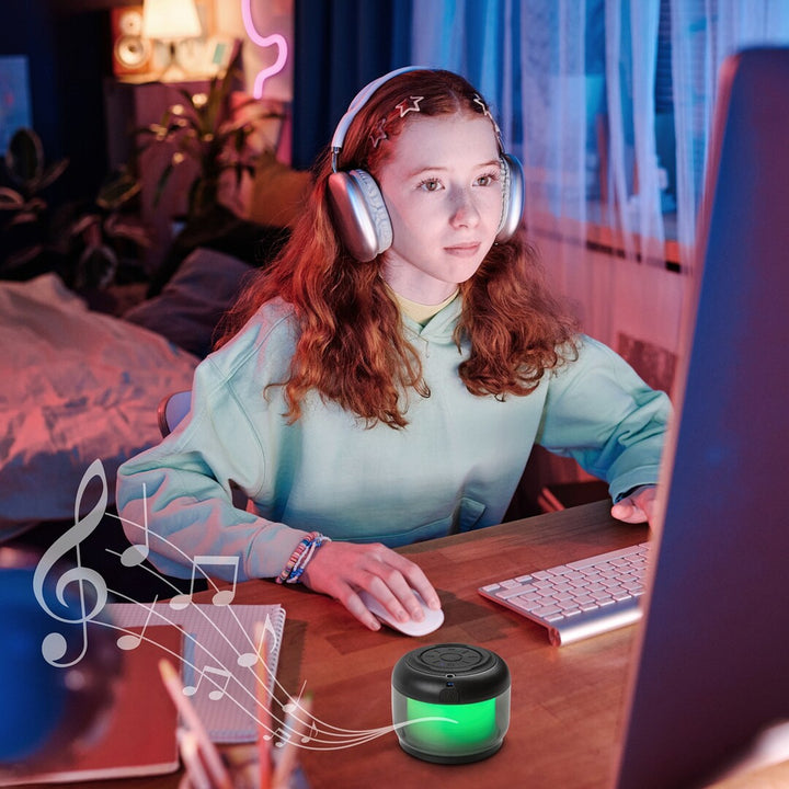 Lámpara de escritorio Rabalux Radelia, altavoz Bluetooth, RGB, negra, IP20, batería, 76110