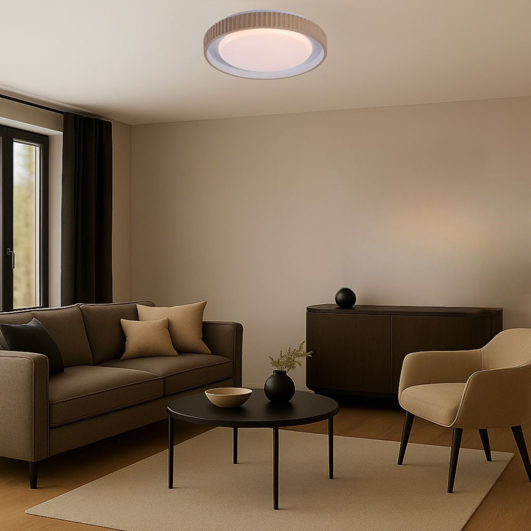 Lámpara Pastello LED 48 W IP20 gris-beige 3000-6500 K, función de memoria con mando a distancia, función de temporizador, efecto de luz nocturna, 71345