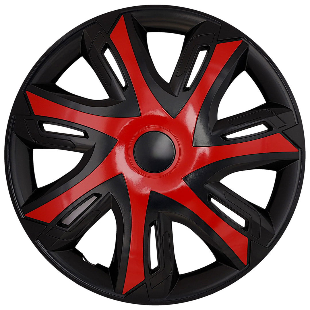 Tapas de rueda universales de 15'' NRM N-Power rojo/negro, 4 unidades