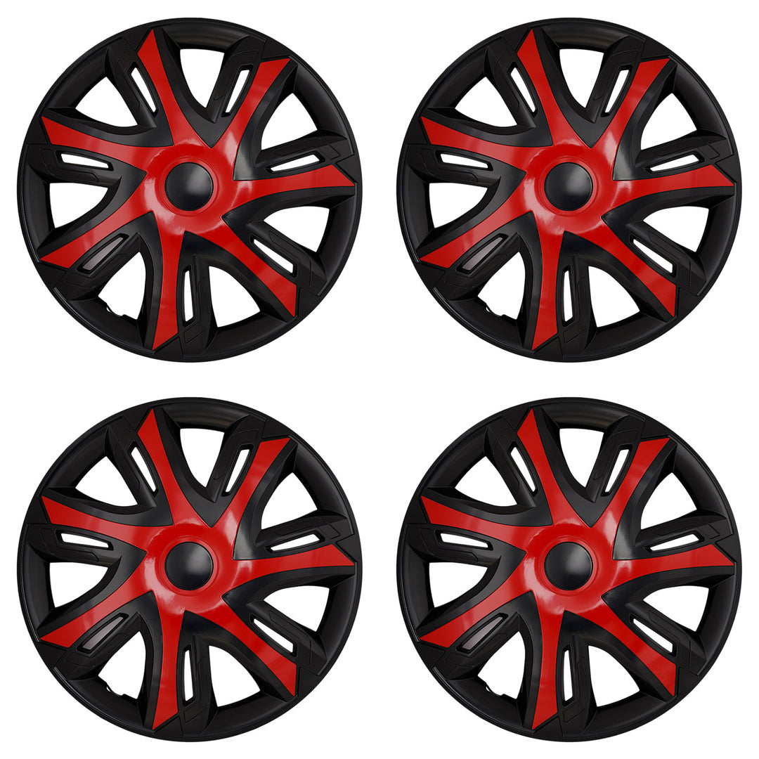 Tapas de rueda universales de 16'' NRM N-Power rojo/negro, 4 unidades