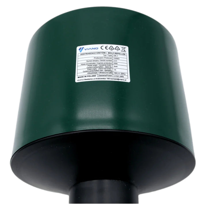Repelente acústico profesional para topos y ratones de campo, batería de 4400 mAh, IP65, Viano OK1