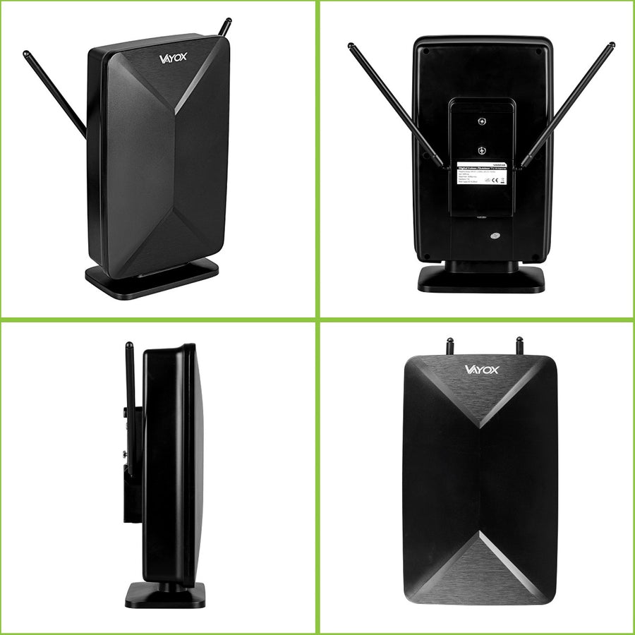 Antena activa, de interior, de exterior, DVB-T2, televisión terrestre 4K, Vayox