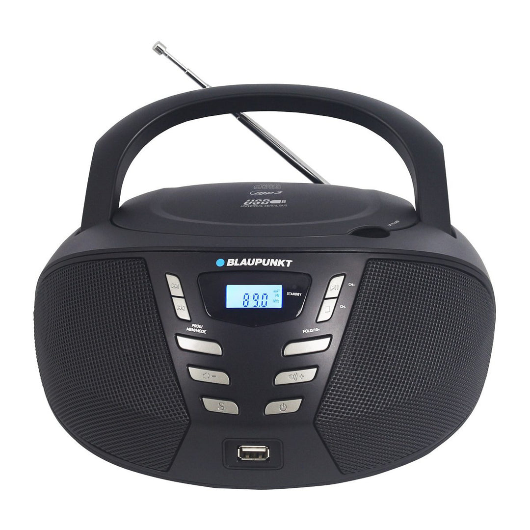 Boombox Blaupunkt, CD/MP3/USB/AUX, pantalla LCD, función de reloj con alarma, sintonizador FM, BB7BK