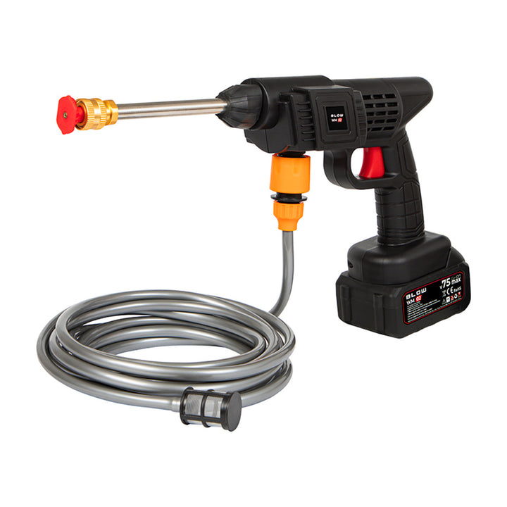 Hidrolimpiadora a batería Blow, presión de hasta 26 bar, potencia de 260 W, longitud de la manguera de 5 m, filtro de agua, varios modos de funcionamiento, 44-352#