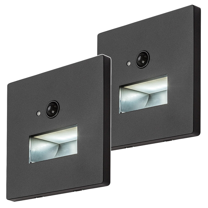 Lámpara Lunca LED 1 W IP20 negra, 3000, 4500, 6500 K, sensor de movimiento, sensor de luz, 77197, 2 unidades