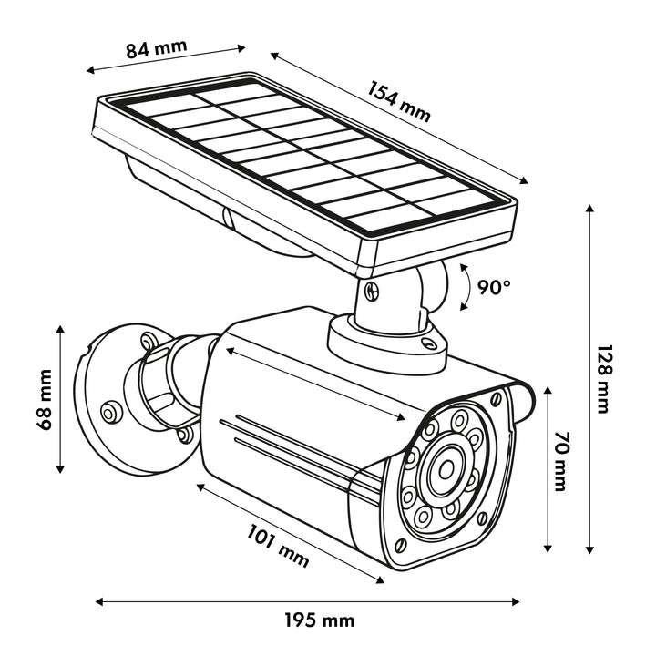 Cámara solar de imitación, LED parpadeante, sensor de movimiento, iluminación LED, pegatinas incluidas, SOL1800S/B, 2 unidades