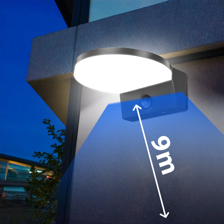 Lámpara LED con sensor de movimiento Maclean, sensor de movimiento PIR, color negro, 15 W, IP65, 1560 lm, luz blanca neutra (4000 K) MCE344 B, 2 unidades