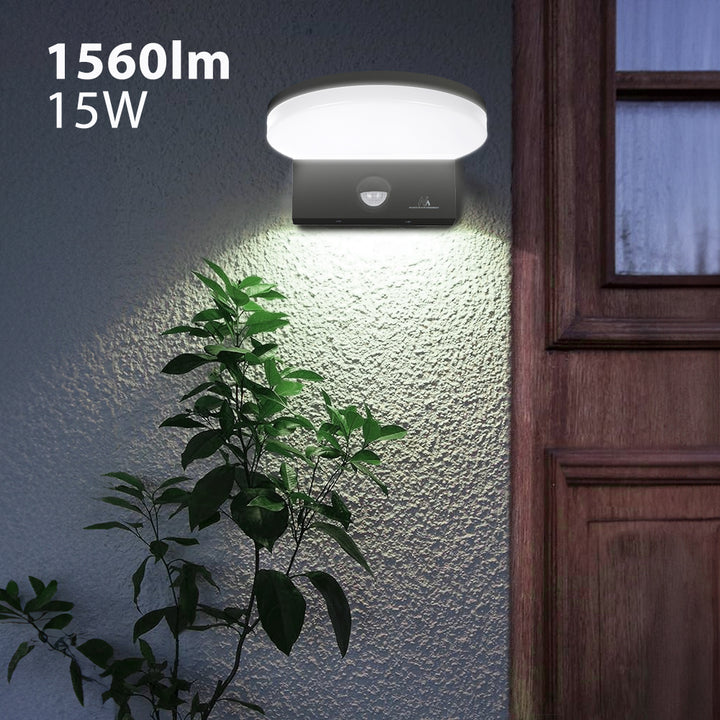 Lámpara LED con sensor de movimiento Maclean, sensor de movimiento PIR, color negro, 15 W, IP65, 1560 lm, luz blanca neutra (4000 K) MCE344 B, 2 unidades
