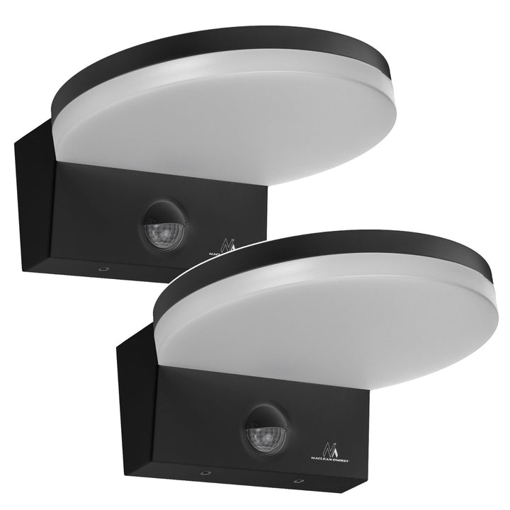 Lámpara LED con sensor de movimiento Maclean, sensor de movimiento PIR, color negro, 15 W, IP65, 1560 lm, luz blanca neutra (4000 K) MCE344 B, 2 unidades