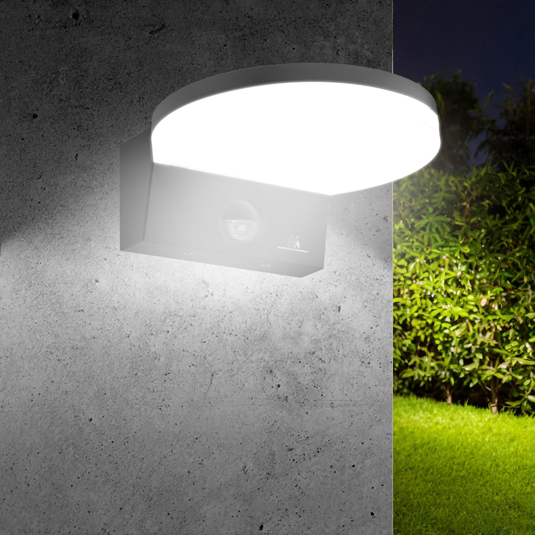 Lámpara LED con sensor de movimiento Maclean, sensor de movimiento PIR, color gris, 15 W, IP65, 1560 lm, luz blanca neutra (4000 K) MCE344 GR, 2 unidades