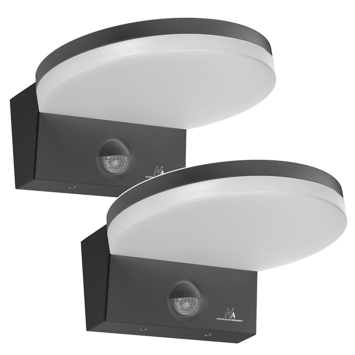 Lámpara LED con sensor de movimiento Maclean, sensor de movimiento PIR, color gris, 15 W, IP65, 1560 lm, luz blanca neutra (4000 K) MCE344 GR, 2 unidades