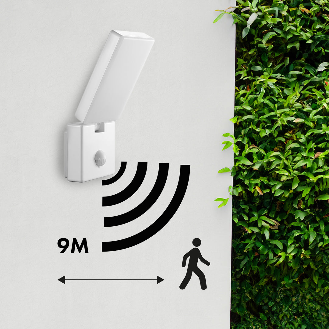Lámpara LED con sensor de movimiento Maclean, sensor de movimiento PIR, color blanco, 10 W, IP65, 800 lm, luz blanca neutra (4000 K) MCE516 W, 2 unidades