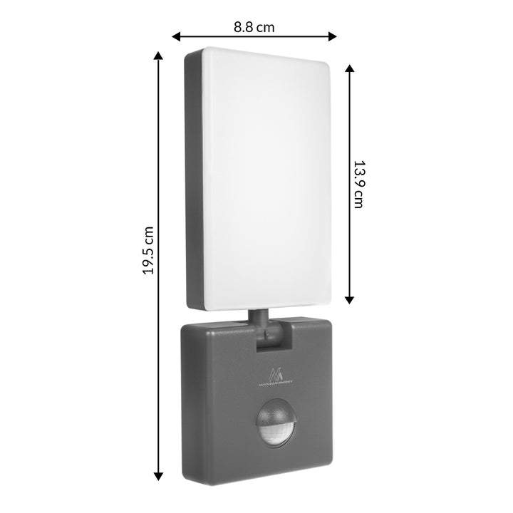 Lámpara LED con sensor de movimiento Maclean, sensor de movimiento PIR, color gris, 10 W, IP65, 800 lm, luz blanca neutra (4000 K) MCE516 GR, 2 unidades