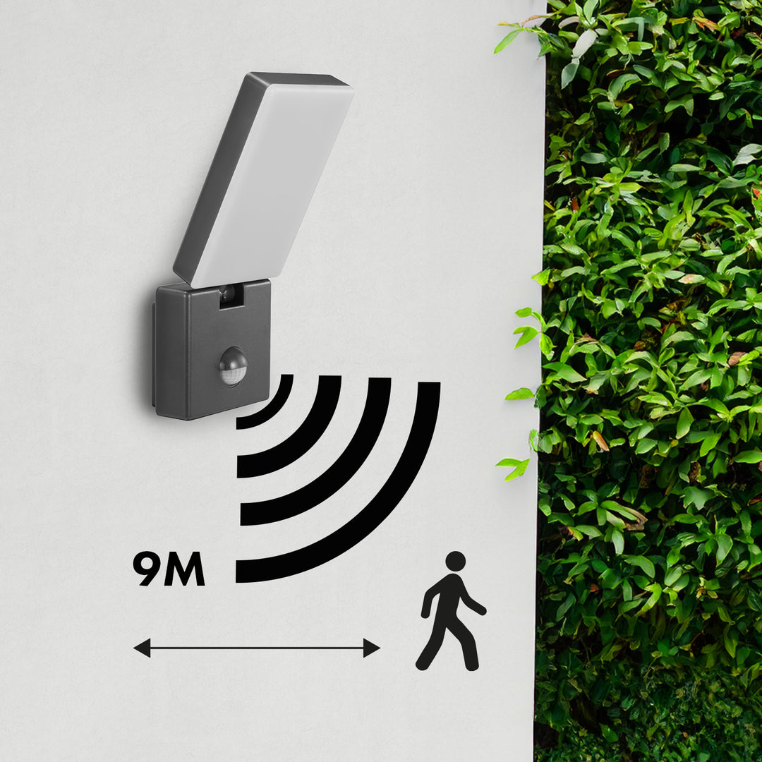 Lámpara LED con sensor de movimiento Maclean, sensor de movimiento PIR, color gris, 10 W, IP65, 800 lm, luz blanca neutra (4000 K) MCE516 GR, 2 unidades