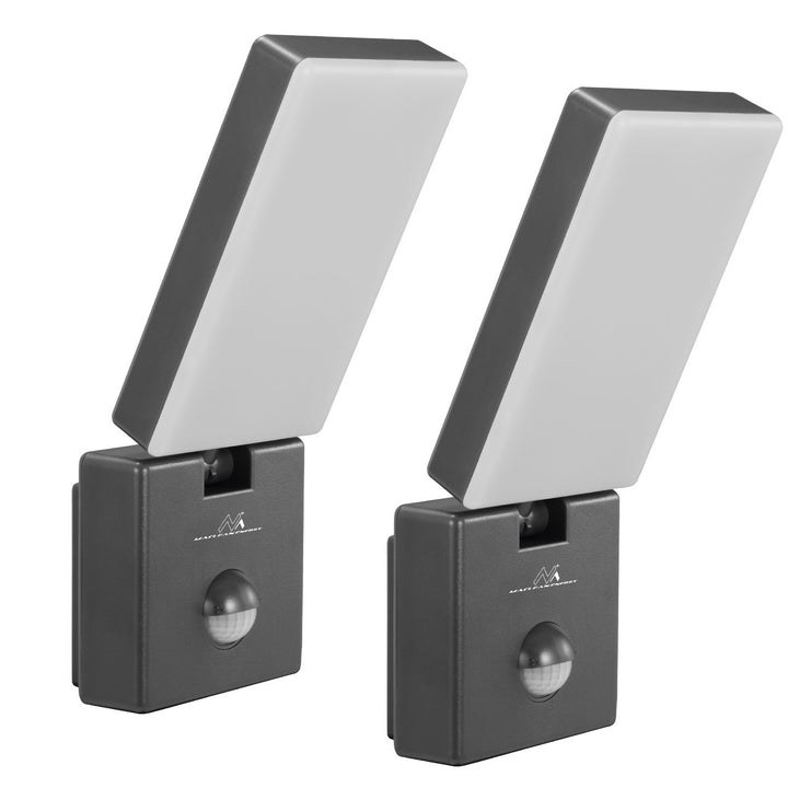 Lámpara LED con sensor de movimiento Maclean, sensor de movimiento PIR, color gris, 10 W, IP65, 800 lm, luz blanca neutra (4000 K) MCE516 GR, 2 unidades