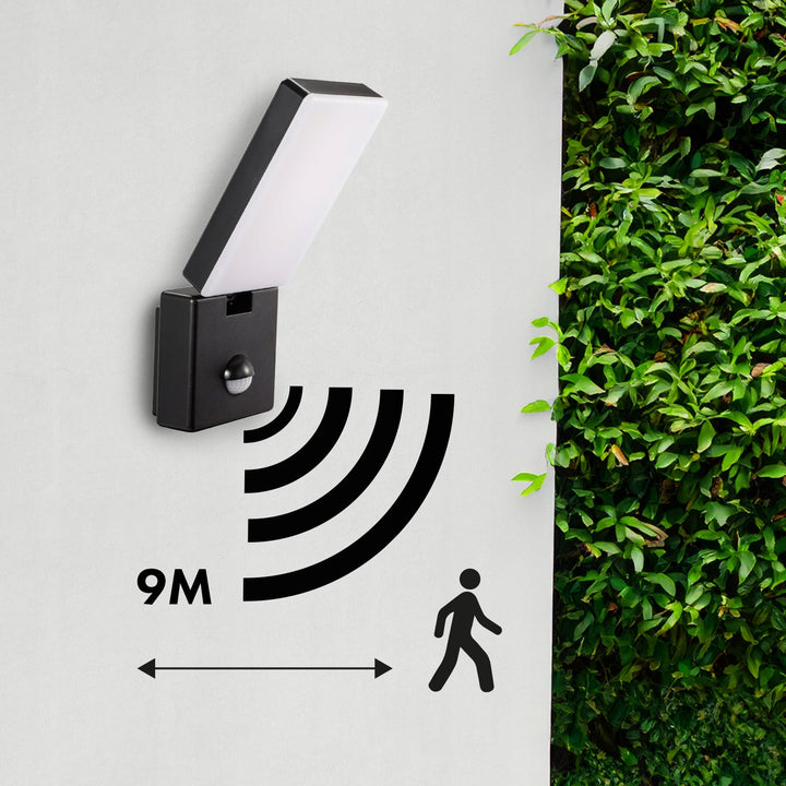 Lámpara LED con sensor de movimiento Maclean, sensor de movimiento PIR, color negro, 10 W, IP65, 800 lm, luz blanca neutra (4000 K) MCE516 B, 2 unidades
