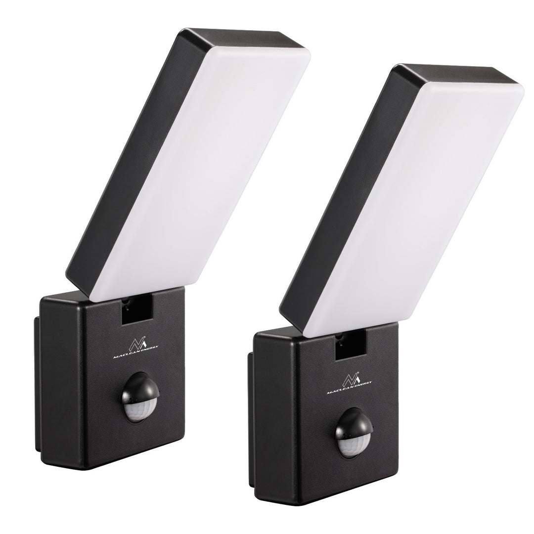 Lámpara LED con sensor de movimiento Maclean, sensor de movimiento PIR, color negro, 10 W, IP65, 800 lm, luz blanca neutra (4000 K) MCE516 B, 2 unidades