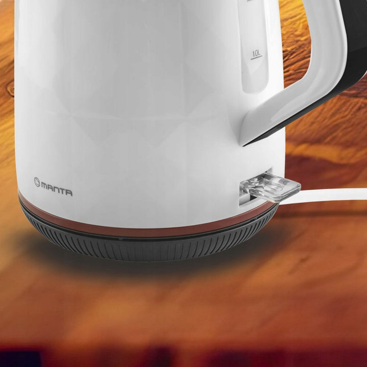 Hervidor eléctrico inalámbrico Manta ORISA de 1,7 l y 2200 W, color blanco