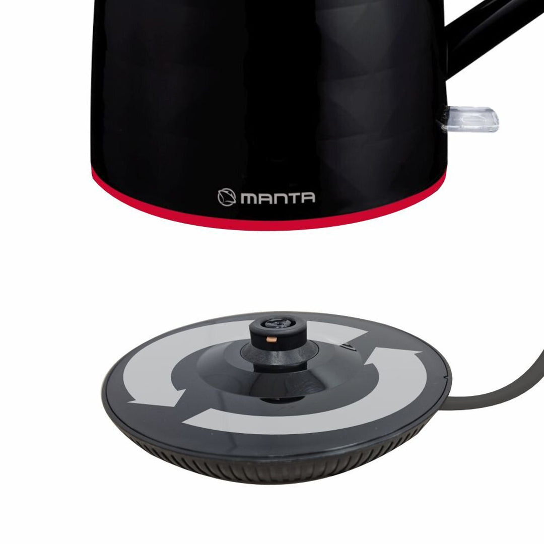 Hervidor eléctrico inalámbrico Manta ORISA de 1,7 l y 2200 W, negro