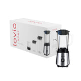 Batidora con vaso LOVIO LVJBL001, potencia de 500 W, vaso de cristal de 600 ml, 3 botellas