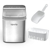 Máquina de hielo doméstica Lovio Crystal Ice Plus, de acero, color plateado, hielo rápido
