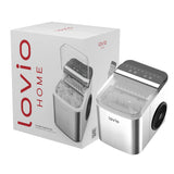 Máquina de hielo doméstica Lovio Crystal Ice Plus, de acero, color plateado, hielo rápido