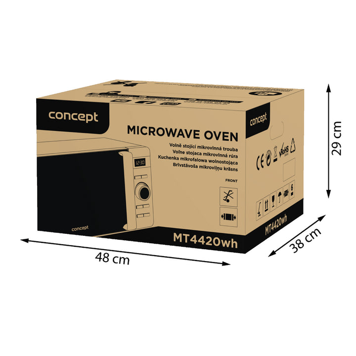 Microondas Concept, 5 niveles de potencia, función de descongelación, capacidad de 20 l, potencia de 800 W, color blanco, MT4420wh