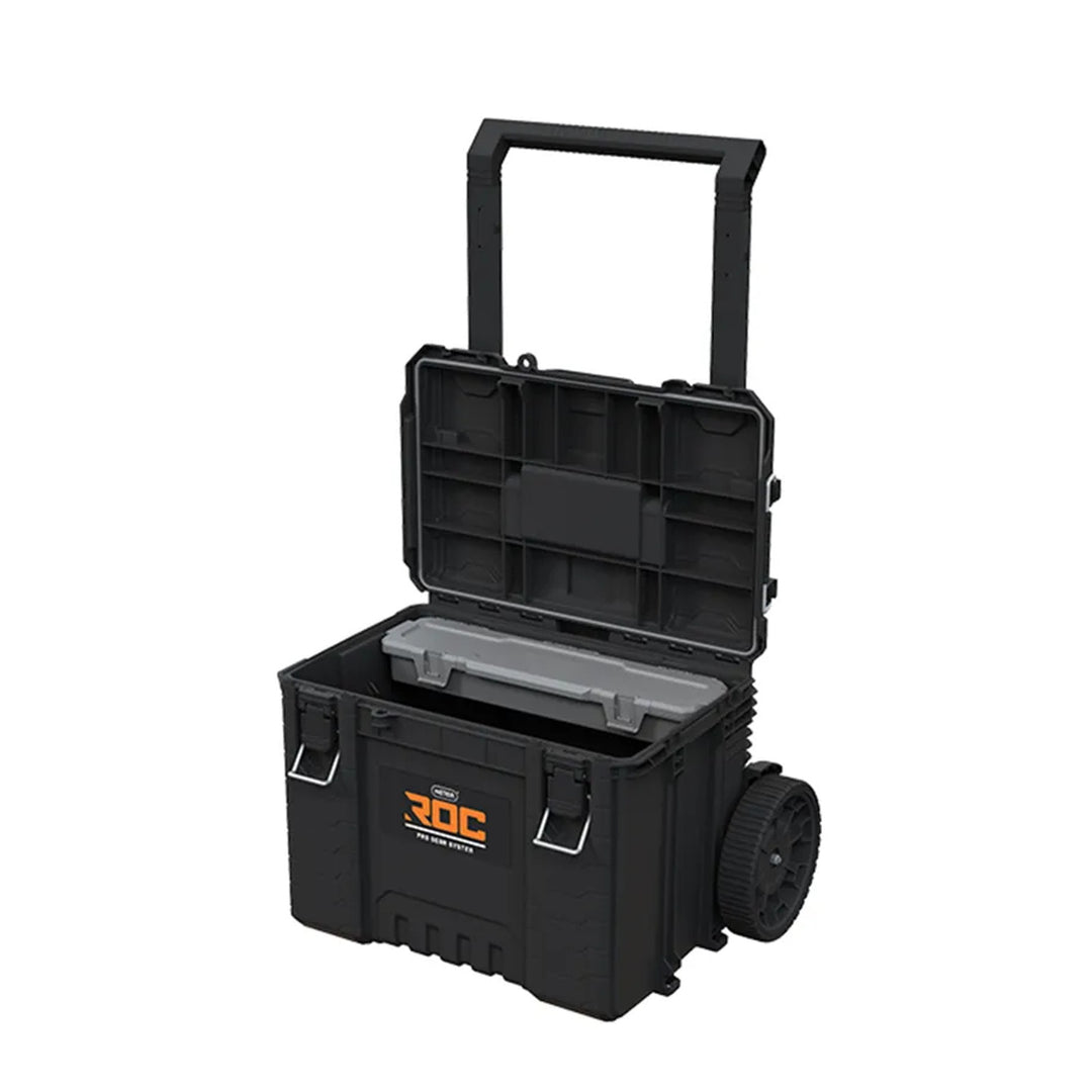 Juego de 3 cajas de herramientas Keter ROC Pro Gear 2.0, capacidad total de 110 l, protección IP65, asa telescópica desmontable, posibilidad de cerrar con candado, 256982