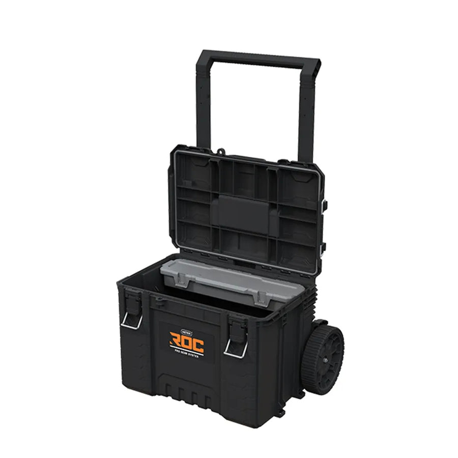 Juego de 3 cajas de herramientas Keter ROC Pro Gear 2.0, capacidad total de 110 l, protección IP65, asa telescópica desmontable, posibilidad de cerrar con candado, 256982