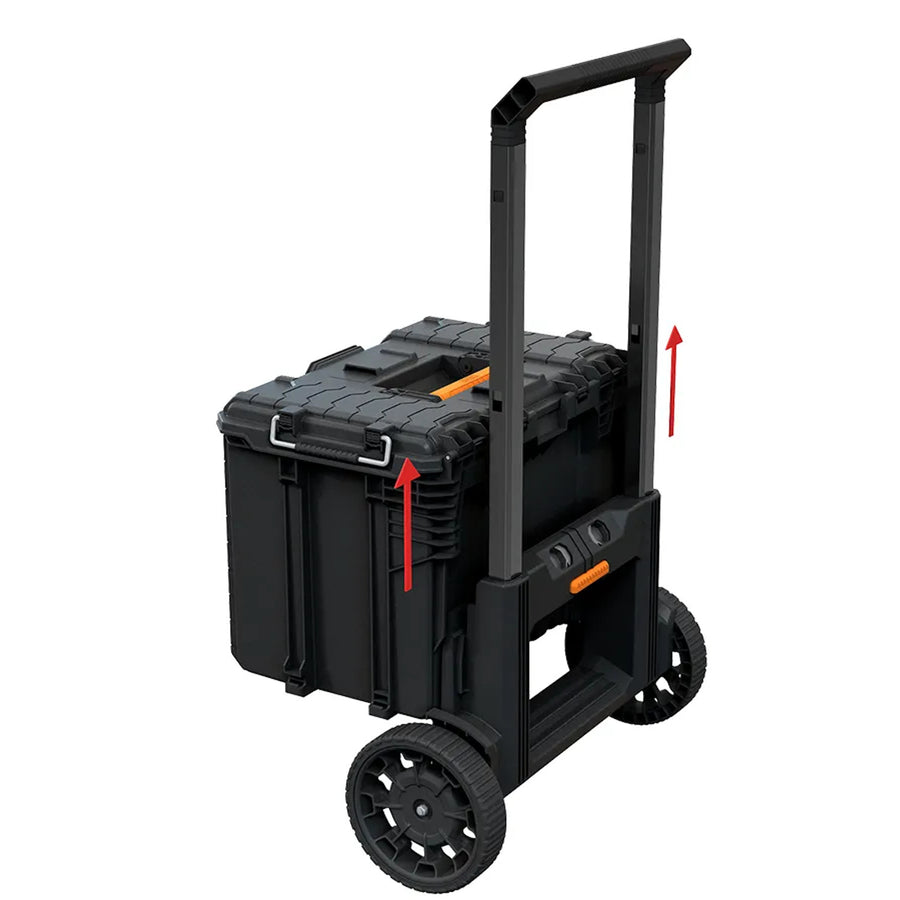 Juego de 3 cajas de herramientas Keter ROC Pro Gear 2.0, capacidad total de 110 l, protección IP65, asa telescópica desmontable, posibilidad de cerrar con candado, 256982