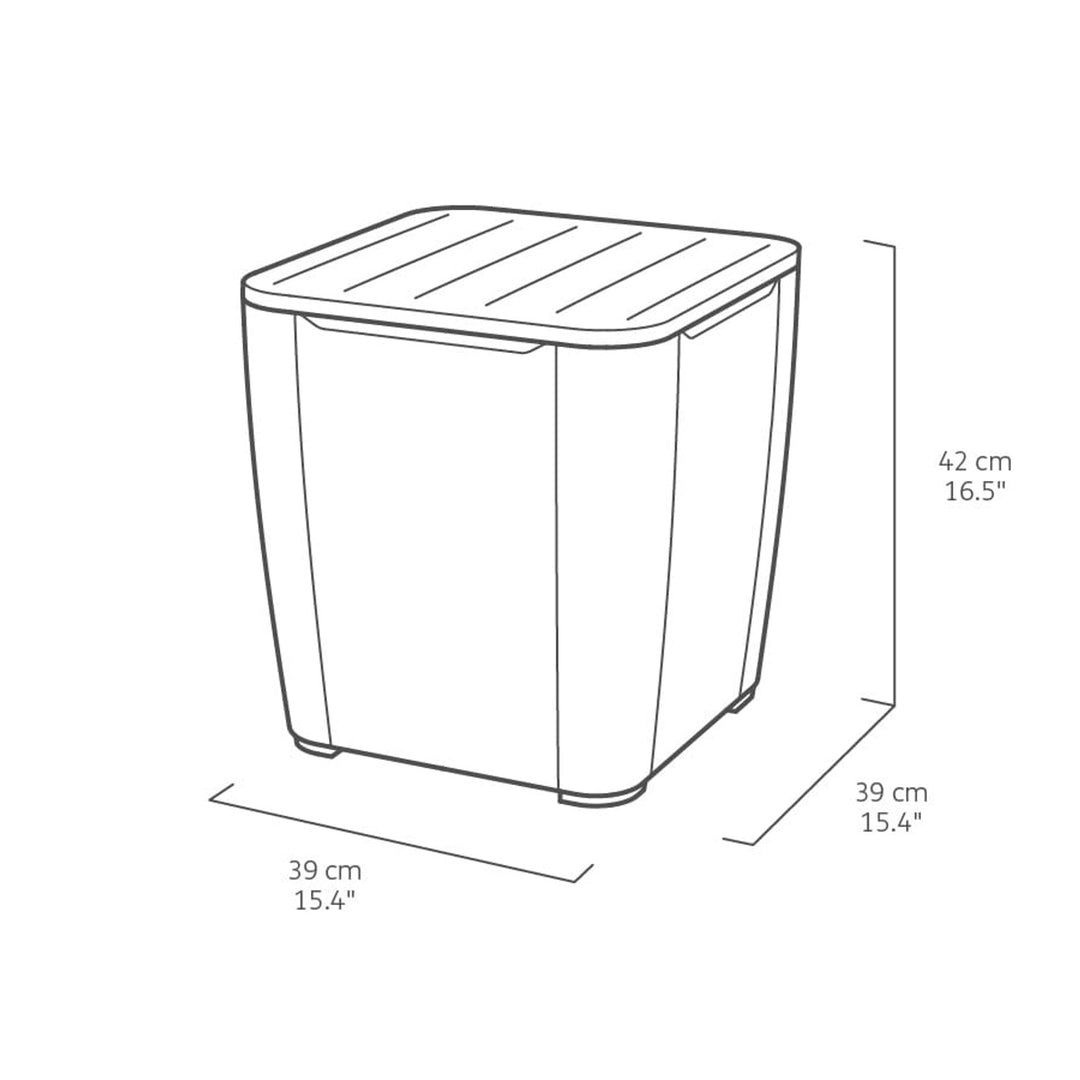 Mesita de jardín Keter Luzon, con compartimento, capacidad de carga de hasta 110 kg, resistente a la intemperie, imitación de ratán, color grafito, 223932