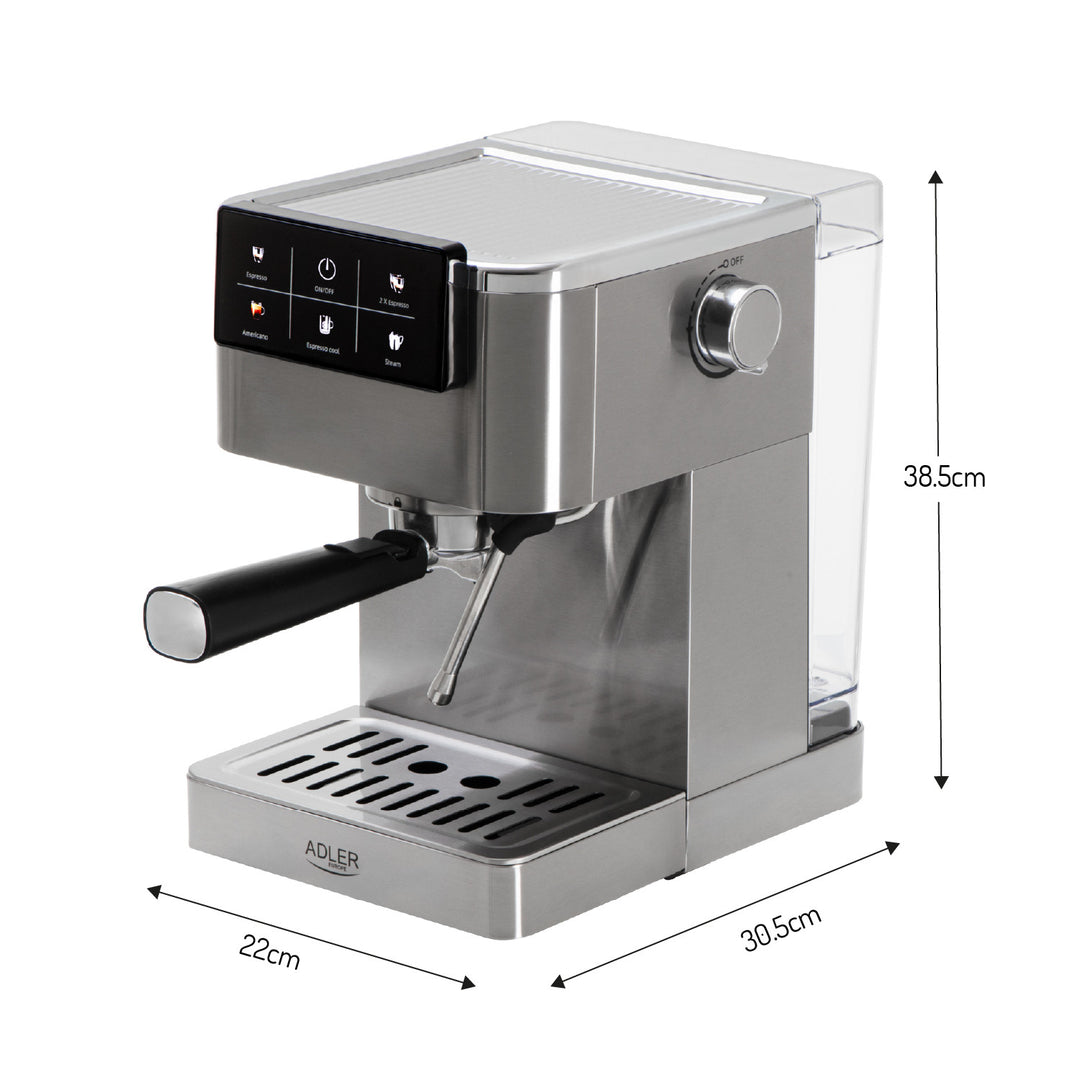 Cafetera de 20 bar, Thermoblock, espumador de leche, 5 en 1, Adler AD 4390