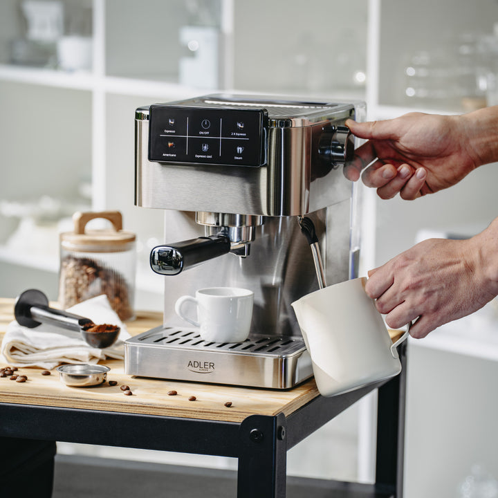 Cafetera de 20 bar, Thermoblock, espumador de leche, 5 en 1, Adler AD 4390