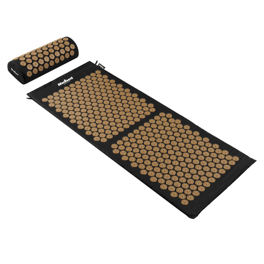 Esterilla de salud con púas para acupresión y cojín, 110 x 42 cm, XL, púas doradas, Rebel Active