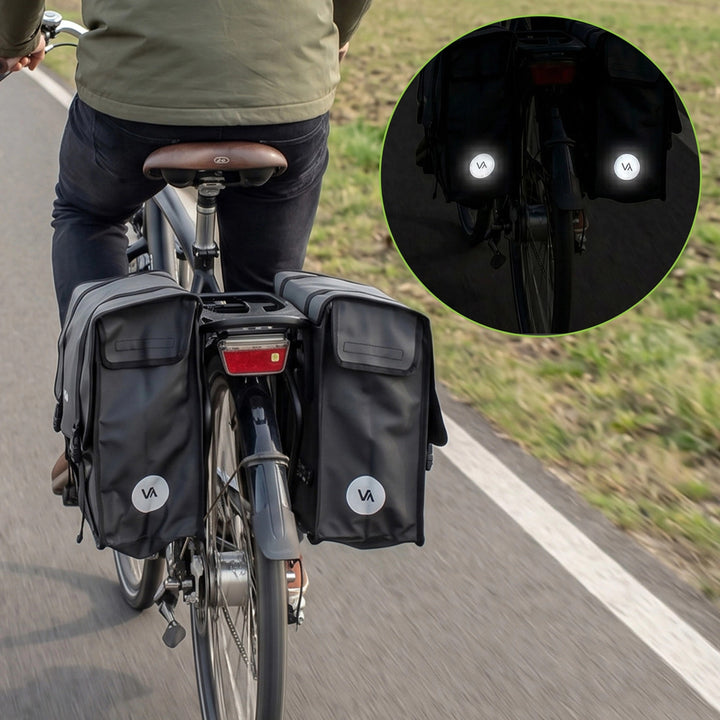 Bolsa doble de PVC para portaequipajes de bicicleta, con asa, negra, 40 l, VA0446, Vayox