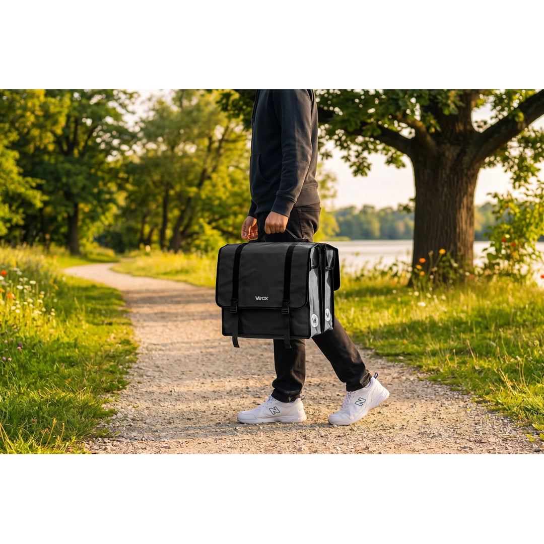 Bolsa doble de PVC para portaequipajes de bicicleta, con asa, negra, 40 l, VA0446, Vayox