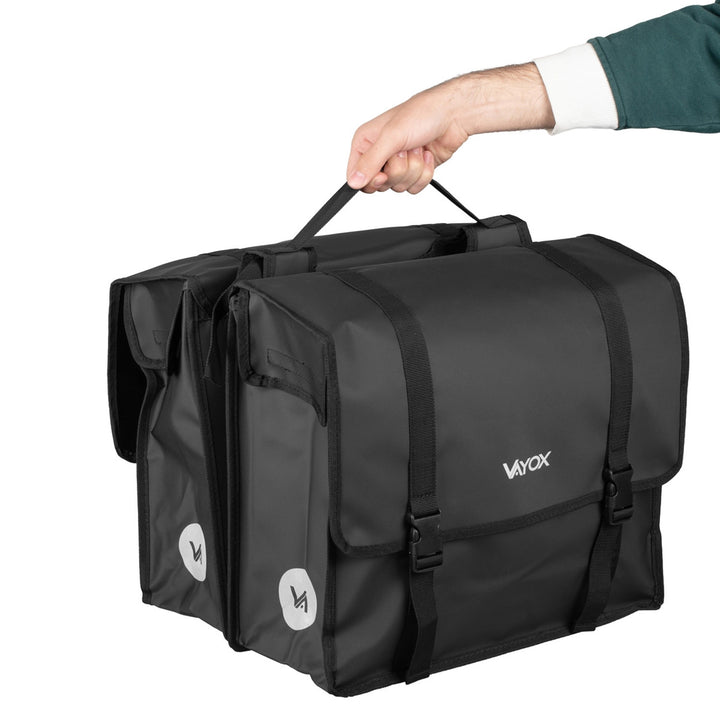 Bolsa doble de PVC para portaequipajes de bicicleta, con asa, negra, 40 l, VA0446, Vayox