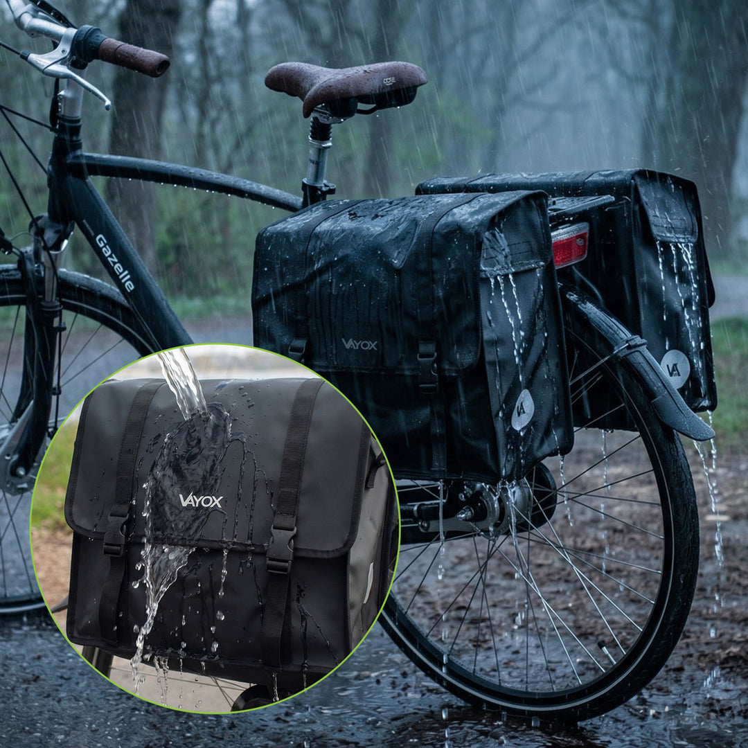 Bolsa doble de PVC para portaequipajes de bicicleta, con asa, negra, 40 l, VA0446, Vayox