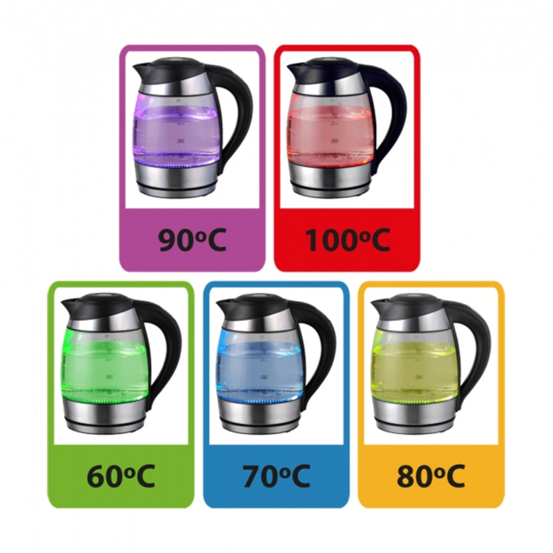 Hervidor eléctrico de cristal con luz LED y termostato, 1,8 l, Esperanza
